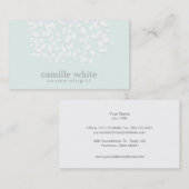 Carte De Visite Cosmetologue Joli blanc Feuille clair Aqua bleu (Devant / Derrière)