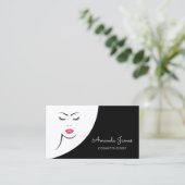 Carte De Visite Cosmetologue moderne Black White Woman Red Lips (Debout devant)