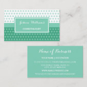 Carte De Visite Cosmetologue Pois Mod Green et White (Devant / Derrière)