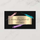 Carte De Visite Cosmetologue Syringe Botox B12 QRCode Black Gold (Devant)