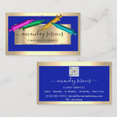 Carte De Visite Cosmetologue Syringe Botox B12 QRCode Bleu doré (Devant / Derrière)