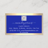 Carte De Visite Cosmetologue Syringe Botox B12 QRCode Bleu doré (Dos)