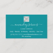 Carte De Visite Cosmetologue Syringe Botox B12 QRCode Bleu Océan (Dos)