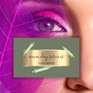 Carte De Visite Cosmetologue Syringe Botox B12 QRCode Green