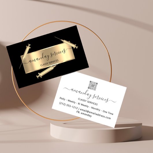 Carte De Visite Cosmetologue Syringe Botox B12 QRCode Noir