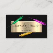 Carte De Visite Cosmetologue Syringe Botox B12 QRCode rose noir (Devant)