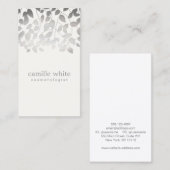 Carte De Visite Cosmetology FAUX Feuilles en argent Spa et beauté (Devant / Derrière)
