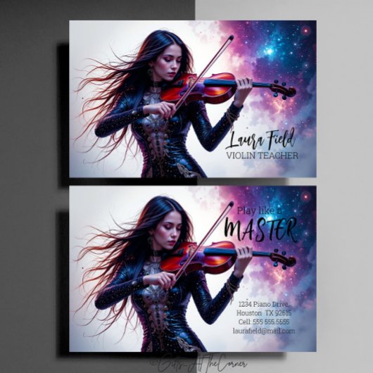 Carte De Visite Cosmique de professeur de violon