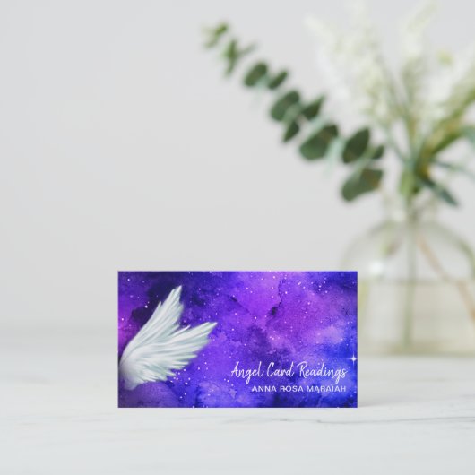 Carte De Visite *~* Cosmos Stars Blue Galaxy Angel Wings Universe (Debout devant)