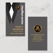 Carte De Visite Costume noir Elegance Chauffeur Pilote Épingle d'o (Devant / Derrière)