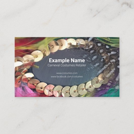 Carte De Visite Costumes de carnaval Vente au détail ou concepteur (Devant)