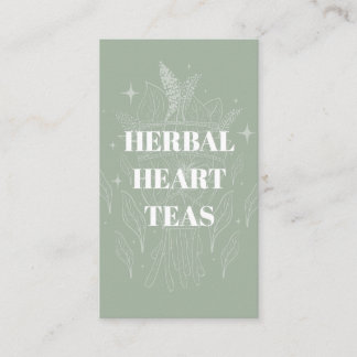 Carte De Visite Cosy Sage Green Herbal Tea Shop Herbe Bund