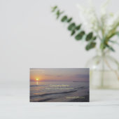 Carte De Visite Côte de vagues de plage de coucher du soleil, (Debout devant)