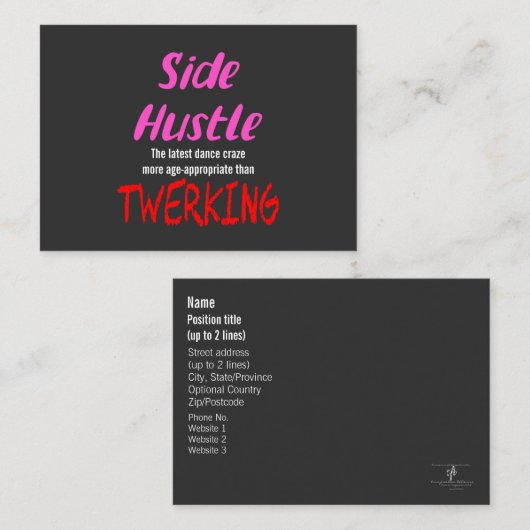 Carte De Visite Côté Hustle vs Twerking Neon Pink Texte (Devant / Derrière)