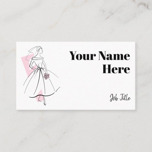 Carte de visite côté rose de la mariée de mode (Devant)