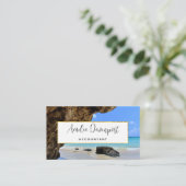 Carte De Visite Côte tropicale de plage avec un Big Rock (Debout devant)