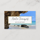 Carte De Visite Côte tropicale de plage avec un Big Rock (Devant)