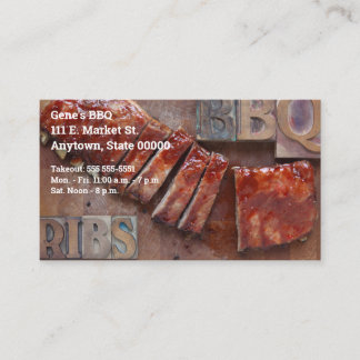 Carte De Visite côtes barbecues avec lettres de type bois