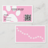 Carte De Visite Coton Candy Pawprints QR Code Pet Sitter Walking (Devant / Derrière)