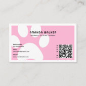 Carte De Visite Coton Candy Pawprints QR Code Pet Sitter Walking (Devant)