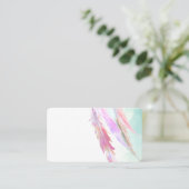 Carte de visite Cottage Boho Shabby Chic Plumes (Debout devant)