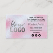 Carte De Visite Cotton Candy Merci bleu rose (Dos)