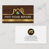 Carte De Visite Couche de bois Gold Accueil Bordure paysage (Devant / Derrière)