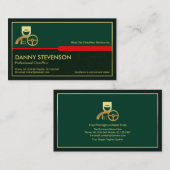 Carte De Visite Couche de grunge verte avec tabulation rouge éléga (Devant / Derrière)