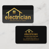 Carte De Visite Couche foncée Gold Electricien Accueil (Devant / Derrière)
