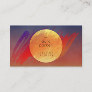 Carte De Visite Coucher de soleil de lune jaune Aquarelle Splatz m