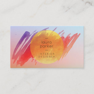 Carte De Visite Coucher de soleil de lune jaune Aquarelle Splatz m