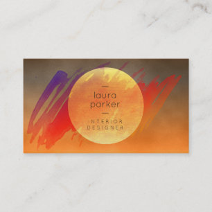 Carte De Visite Coucher de soleil de lune jaune Aquarelle Splatz m