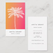 Carte De Visite Coucher de soleil de palmier blanc tropical (Devant / Derrière)