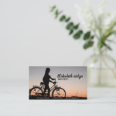 Carte De Visite coucher de soleil de vélo fille (Debout devant)