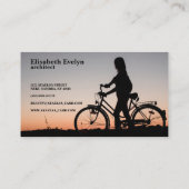 Carte De Visite coucher de soleil de vélo fille (Dos)