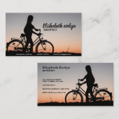 Carte De Visite coucher de soleil de vélo fille (Devant / Derrière)