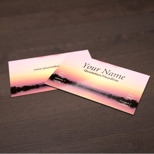 Carte de visite coucher de soleil rose
