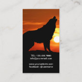 Carte De Visite Coucher de soleil silhouette hurlante Wolf (Dos)