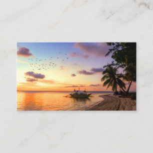 Carte De Visite Coucher de soleil sur l'île de Tahiti, plage trop