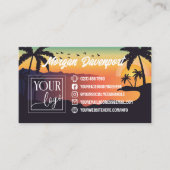 Carte De Visite Coucher de soleil tropical des palmiers avec votre (Devant)