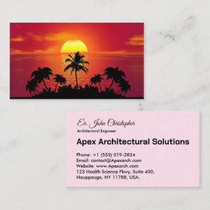 Carte De Visite Coucher de soleil tropical Palmiers Silhouette Pla