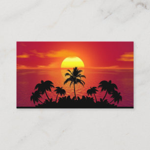 Carte De Visite Coucher de soleil tropical Palmiers Silhouette Pla