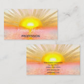 Carte De Visite Coucher d'or Soleil Mandala Aquarelle Mer (Devant / Derrière)