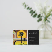 Carte De Visite Coucher du soleil tropical de plage de palmiers le (Debout devant)