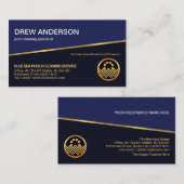 Carte De Visite Couches bleues de la ligne dorée professionnelles (Devant / Derrière)