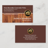 Carte De Visite Couches Brown de grains de bois Construction Handy (Devant / Derrière)
