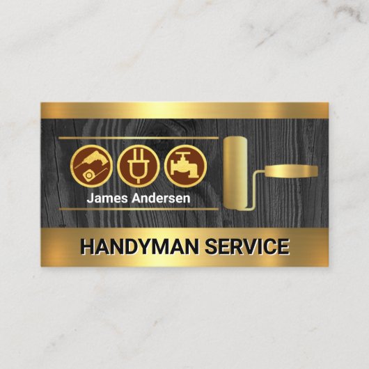 Carte De Visite Couches de pinceau en bois de bois doré (Devant)