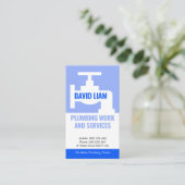 Carte De Visite Couches de plomberie de robinet bleu (Debout devant)