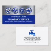 Carte De Visite Couches d'outil de plomberie créative en argent (Devant / Derrière)