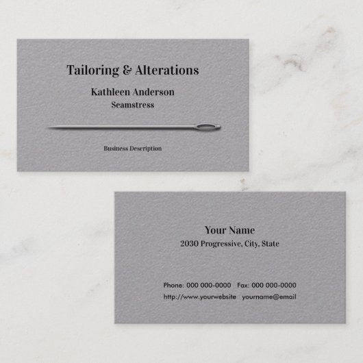 Carte De Visite Coudre les modifications sur mesure Gris simple d' (Devant / Derrière)